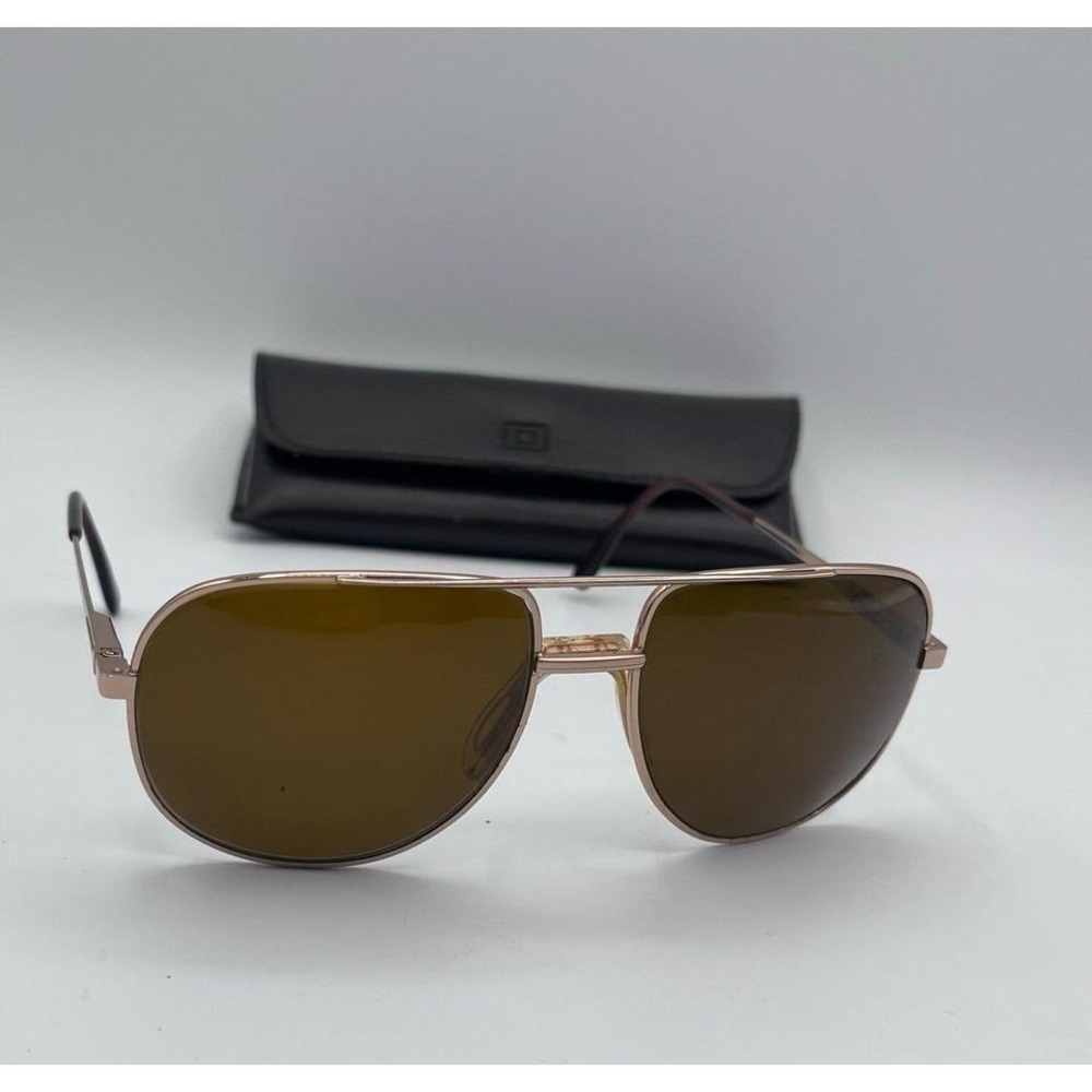 Safilo Elasta 102 Gold Aviator Sunglasses Brown Lenses with Case – Made in Italy